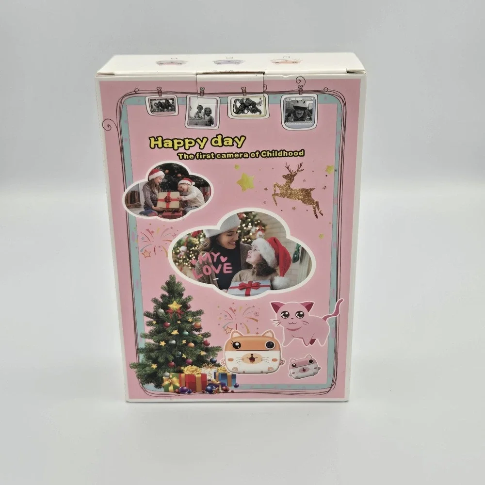 Instant Print Kids Digital Camera‎ & Video w/ Selfie Pink Cat 2.4 Screen & Paper